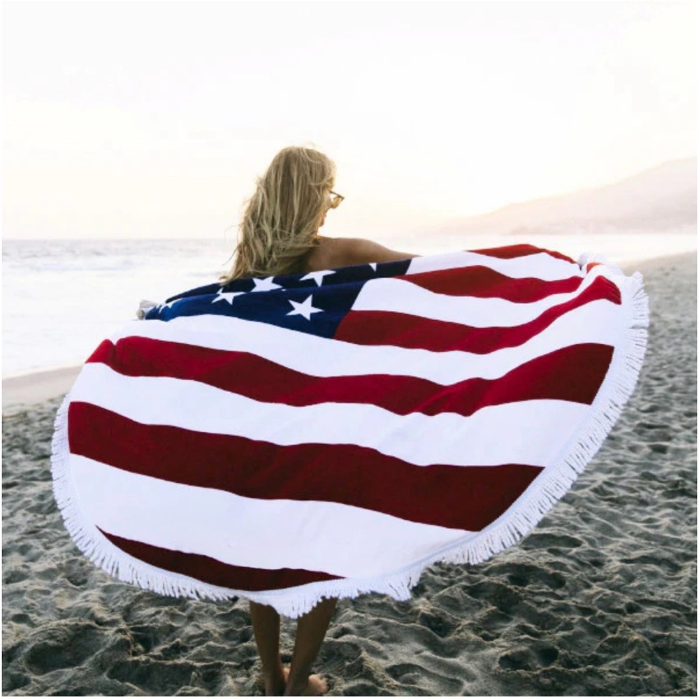American Flag Patriotic Red, White, and Blue Beach Towel